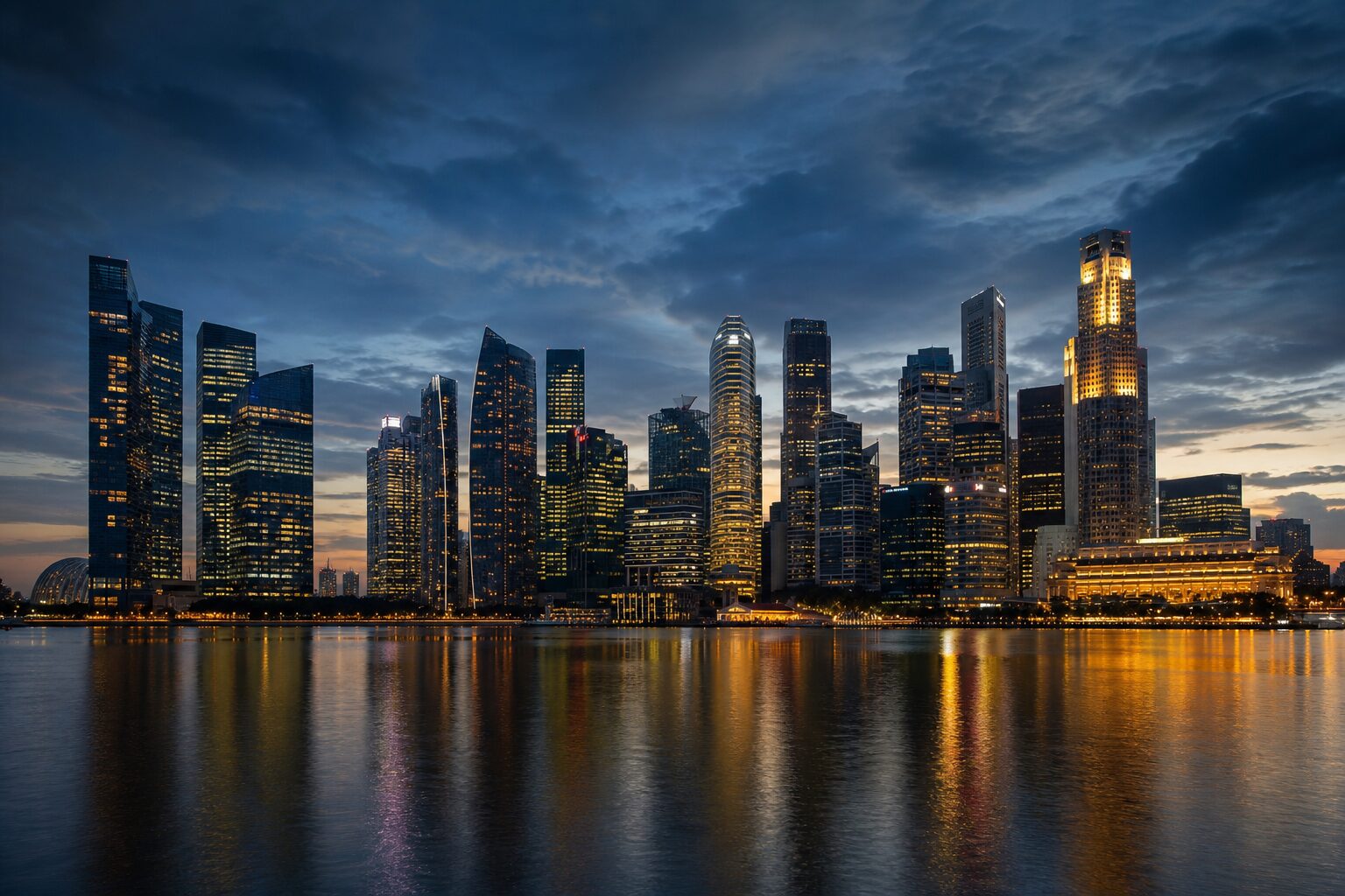Singapore skyline at dusk